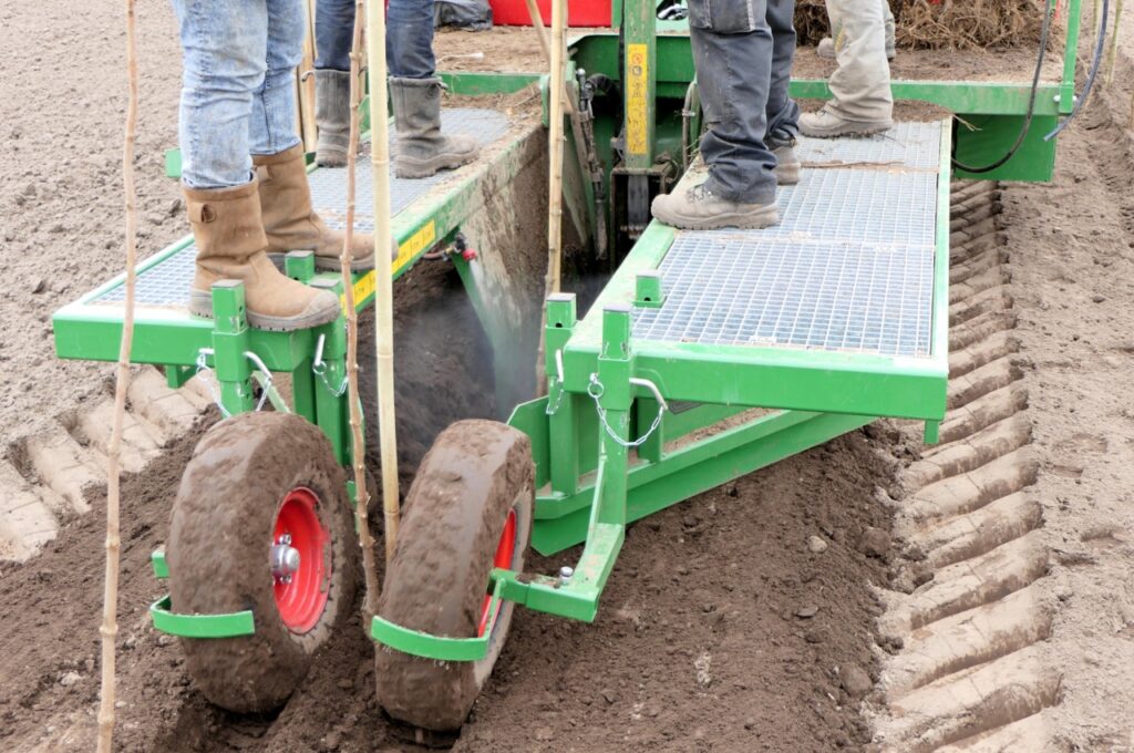 Gaten steken (met water), planten en watergeven